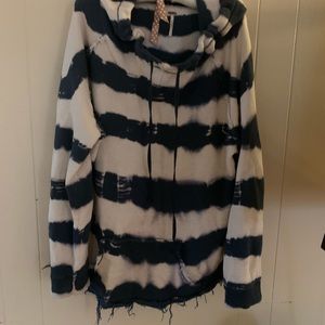 Free people tie dye striped sweatshirt Sz lg